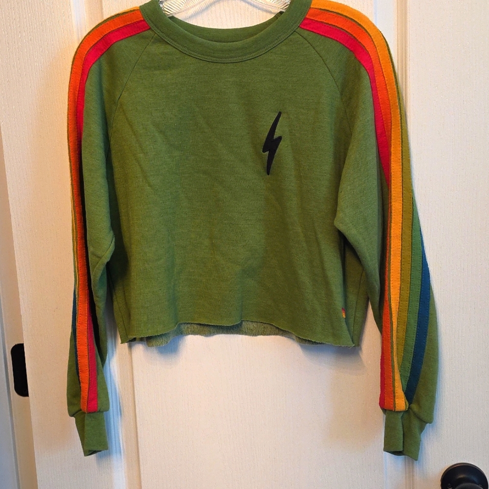 Aviator Nation Bolt Crop Sweatshirt Size Small